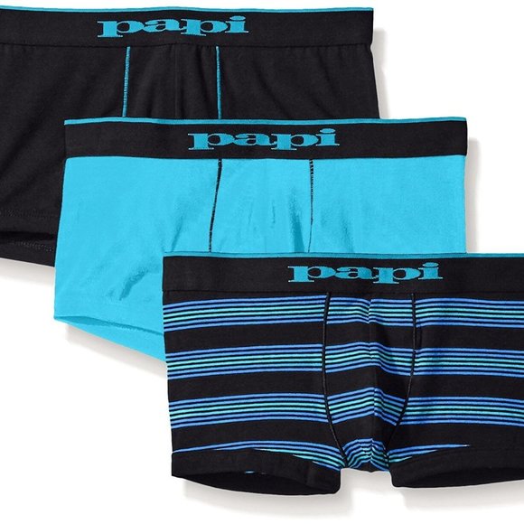 Papi Cotton Stretch Brazilian Trunk Combo 3-Pack Black/Turquoise - 980503 - Picture 1 of 1